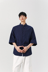 8XL-M  风大码夏短袖衬衫男外套棉麻七分袖上衣CS505P60控78图片