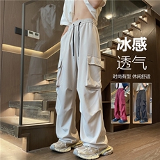 夏季新款潮流工装大口袋宽松直筒冰丝裤B315-K24166-特p35控68，男装工装外套，电商B315