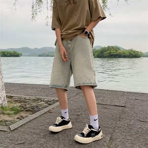 牛仔裤短裤男韩版潮流拉链高街帅2024夏季新款ins五分裤RK278-P38图片