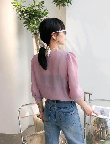 蕾丝花边翻领衬衣，女装，兰魅依生