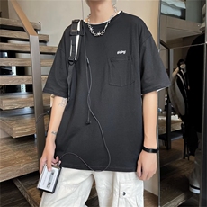 夏季情侣日系复古宽松休闲上衣潮牌百搭圆领短袖T恤男T1284-P26，男装T恤，星座512-2