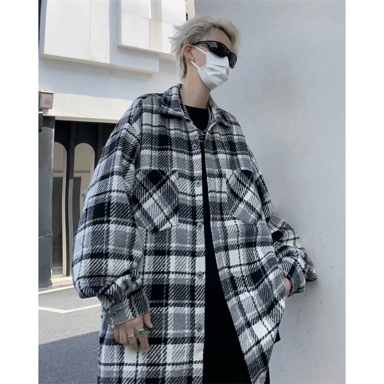 毛呢格子休闲夹克春秋季宽松情侣小香风外套男款帅气上衣JC102,男装夹克,星座1116A-1（原606A）