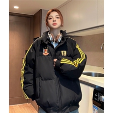 冬装新港风织带棉服刺绣logo棉衣休闲加厚外套男女G1105P118，男装棉衣，电商A339