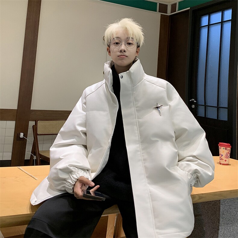 冬季PU皮鳄鱼纹羽绒棉衣立领皮服男外套M1602P100直播,男装棉衣,星座1904A-1