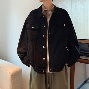 秋冬新款纯色宽松休闲男女同款潮流牛仔外套JK56 P70图片