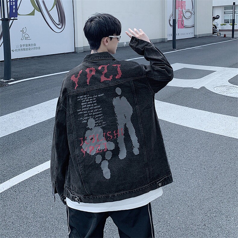 M-5XL大码重工艺春秋季高街宽松复古牛仔外套潮牌夹克衬衫A161,男装衬衫,电商A161
