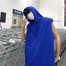 无袖背心男港风潮连帽2023夏季新款ins宽松帅气百搭t恤W2847-P25，男装背心/马甲，星座412-3