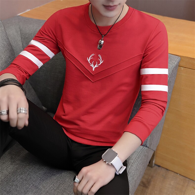 款6609-P38男士长袖男t恤韩版潮流修身圆领青年秋季卫衣打底衫,男装T恤,电商D310（原电商305）