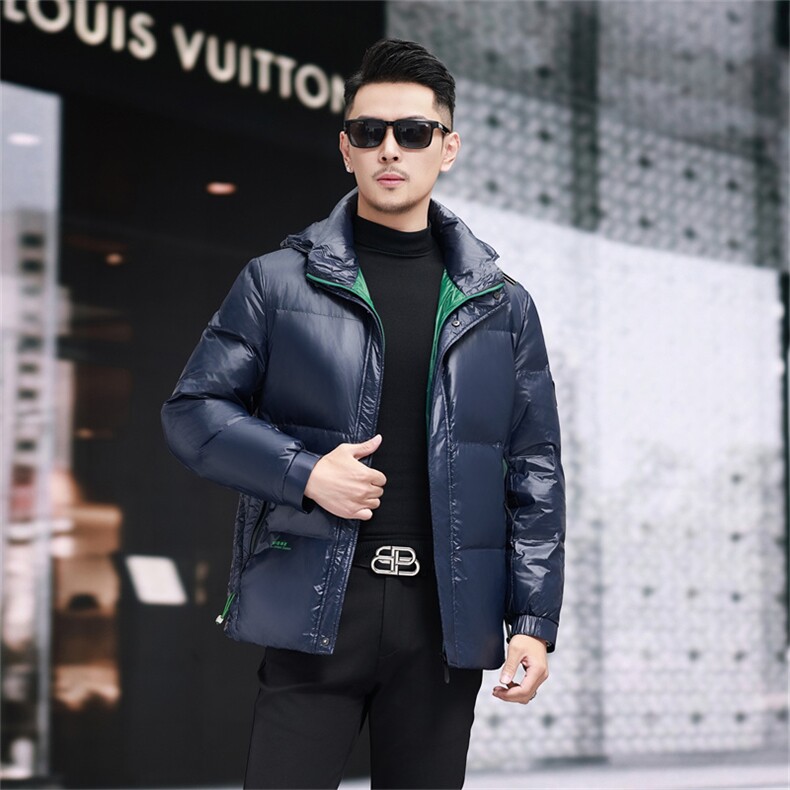 继续新标90绒防水黑金羽绒服外套男士秋冬青年拆卸帽羽绒服图片