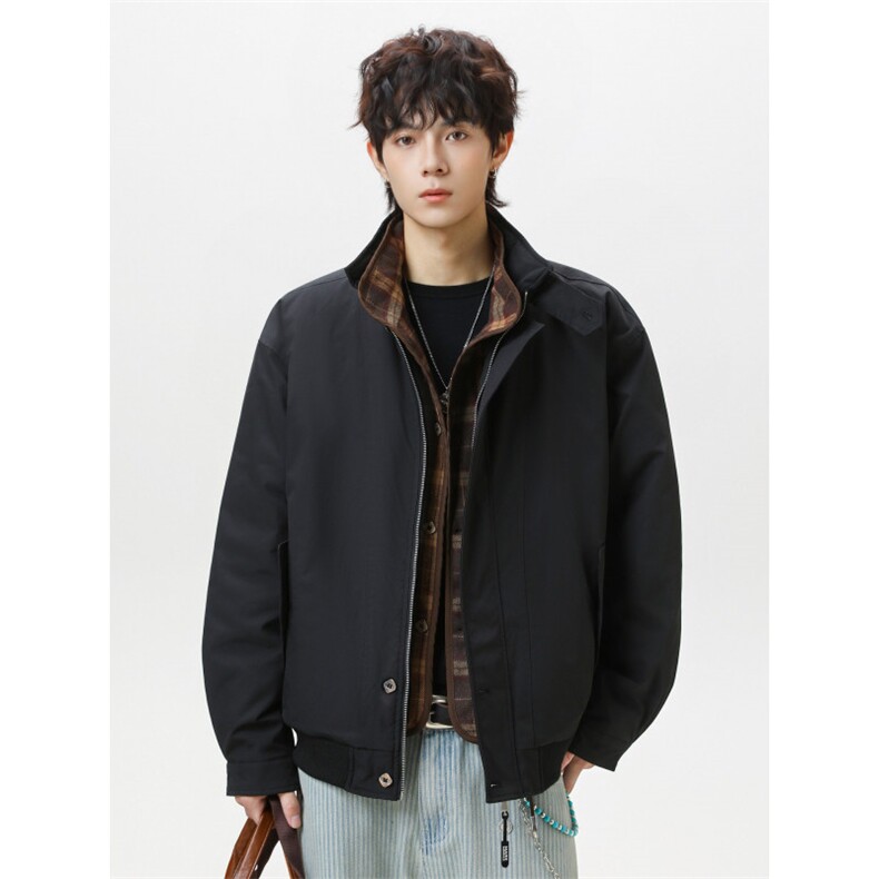网络图现货美式潮牌格纹拼接假两件加绒保暖棉服JHY6108-P89,男装棉衣,星座715-7