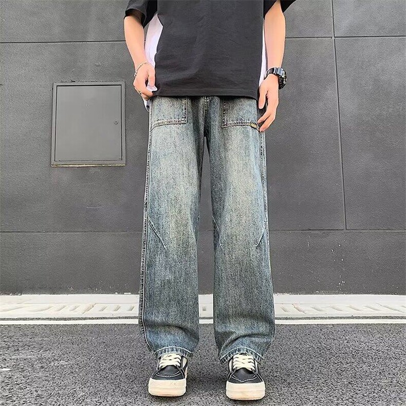 DF5103-P45韩版潮流裤春秋季潮牌复古阔腿裤直筒百搭宽松长裤男裤,男装牛仔裤,星座603-2