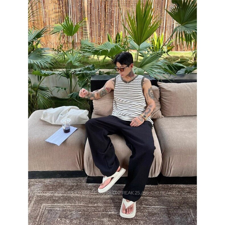 现货亚麻直筒休闲裤男士阔腿裤韩系通勤cleanfit穿搭K06030特P45，男装休闲裤，星座1004（原星座815-3）