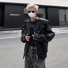 V133-P85-控125秋季新款高街原宿风机车短款皮衣夹克外套上衣，男装夹克，星座1608