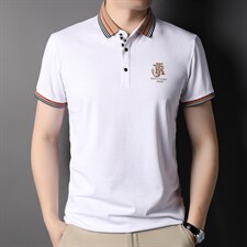 中青年男士2023夏季新款休闲翻领商务纯色短袖Polo衫百搭打底上衣，男装T恤，电商B212（原钱塘6029）