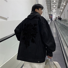 2025春季港风情侣假两件连帽牛仔夹克外套帽子可拆卸JK735-P88，男装夹克，星座912-1（原星座914-5）