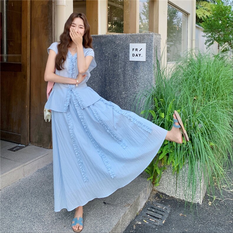 【新款现货】设计感木耳边套装2C213-2502-P155-K228,女装套装/套裙,2C213