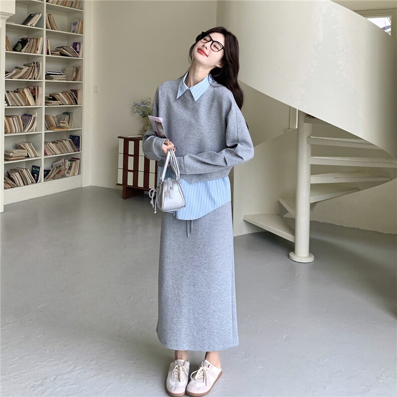 现货新款衬衫背心卫衣半裙套装三件套26165P185K288,女装套装/套裙,2D035
