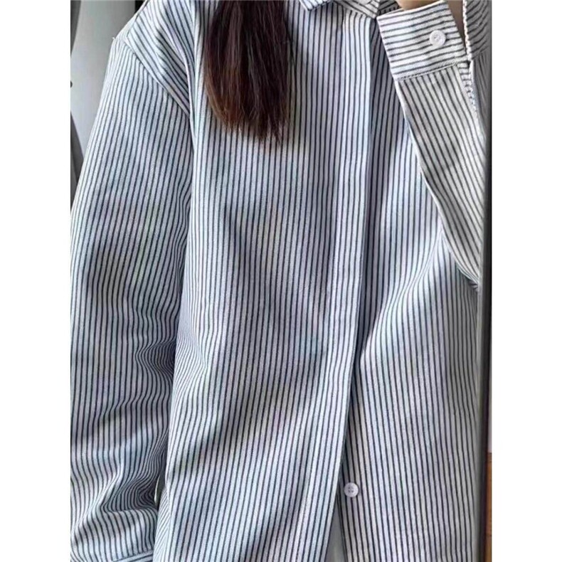 黑色条纹短袖衬衫高级感潮流衬衣美式宽松休闲外套CS017P35特图片