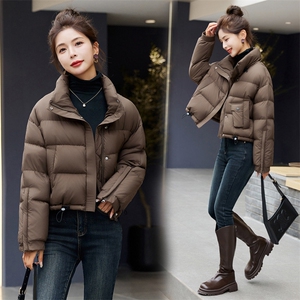 短款羽绒服女2024年冬季新款立领短款宽松羽绒服图片