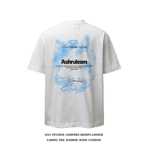 2026春夏新款美式高街字母印花宽松oversize短袖T恤1015-T609-P68，男装T恤，四季星座1015