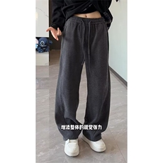 复古阔腿裤男新款秋冬季情侣休闲垂感保暖直筒裤LJ844-P54加绒58，男装棉衣，星座1008