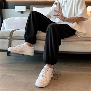 冰丝裤男夏季宽松束脚裤子ins潮流百搭休闲垂坠感直筒裤XK348-p38图片