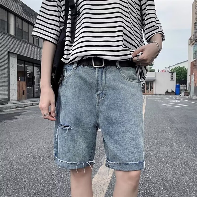 休闲复古牛仔短裤男宽松痞帅五分裤夏季薄款中裤N681,男装牛仔裤,星座1116A-1（原606A）