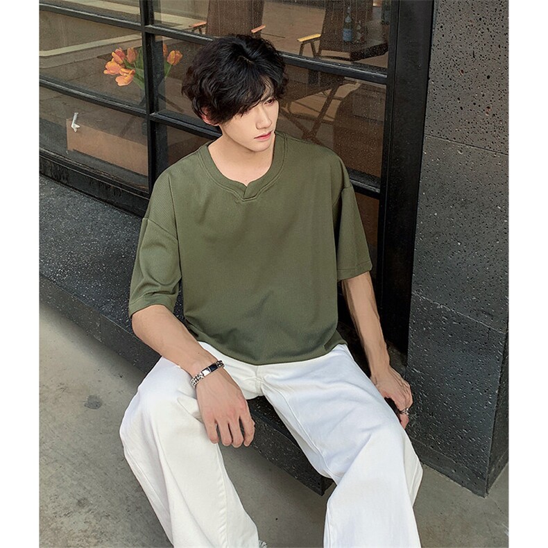 短袖男夏季新款凉感冰丝T恤五分袖上衣T0163-P28，男装T恤，星座214-3