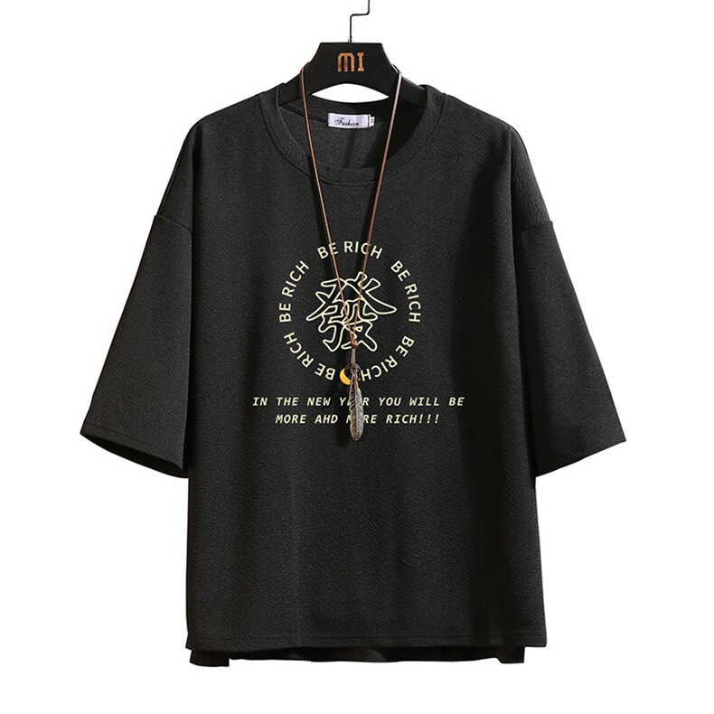 Q11163-P30春夏季七分袖t恤男大码五分袖男短袖中袖砖墙挂拍,男装T恤,电商A040A