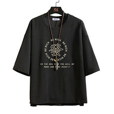 Q11163-P30春夏季七分袖t恤男大码五分袖男短袖中袖砖墙挂拍，男装T恤，电商A040A