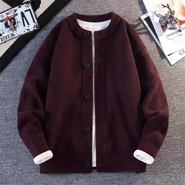 【抖音得物】2025秋季时尚毛衣针织开衫圆领男士宽松长袖，男装针织衫/毛衣，电商A113