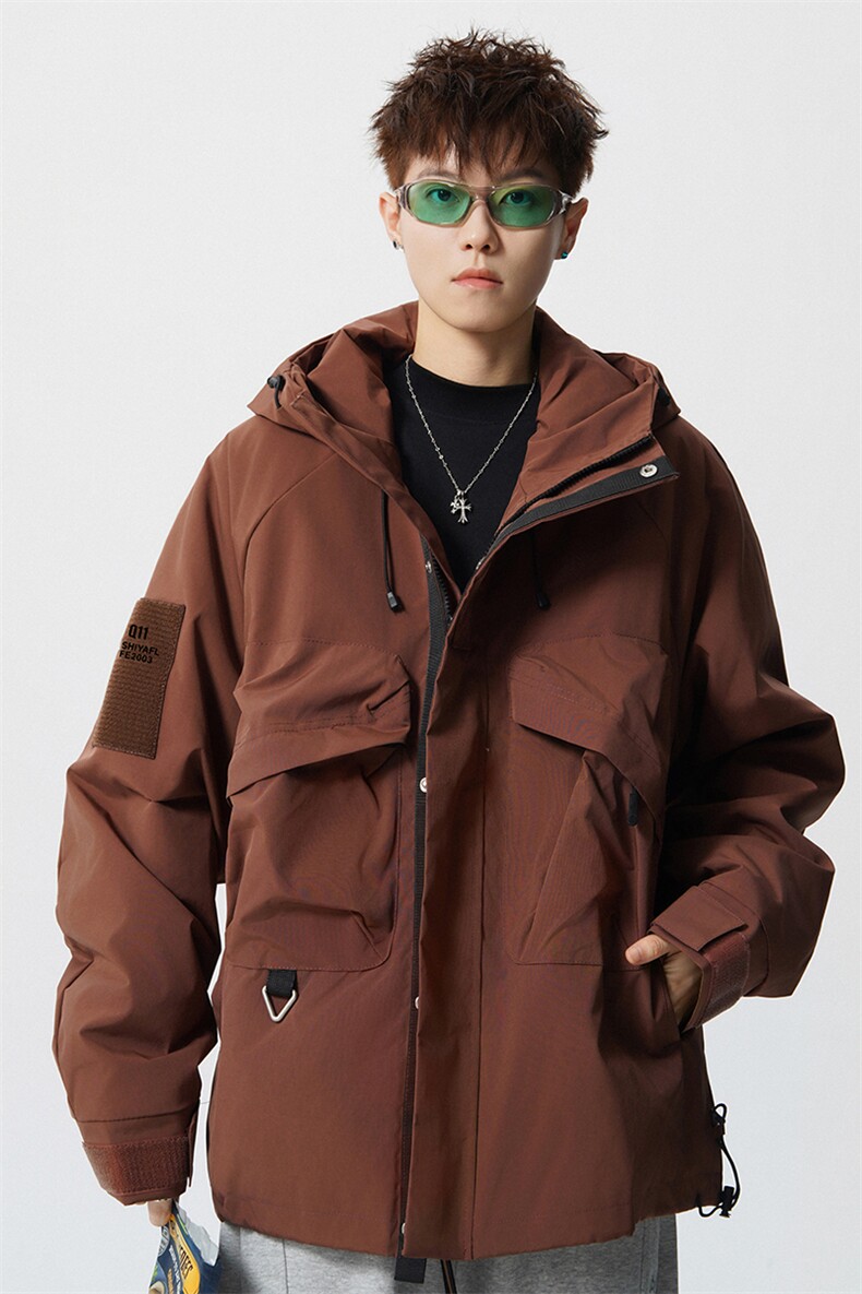 8XL-M特大码冲锋衣防水宽松工装风男夹克外套JK1306P90控118,男装夹克,电商D206-1