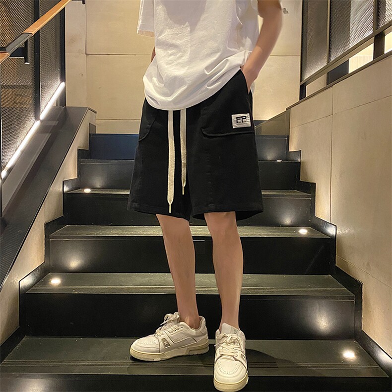 直播品做旧重水洗 立体裁剪拼接工装短裤五分裤 K9805/P45 黑色图片