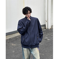 8XL-M美式复古棒球服外套男特大码潮牌双拉链立领夹克衫JK005P85，男装夹克，电商B312