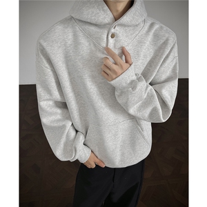 重磅全棉450克双排扣连帽卫衣纯色短宽套头外套男上衣 RH5343-P47图片