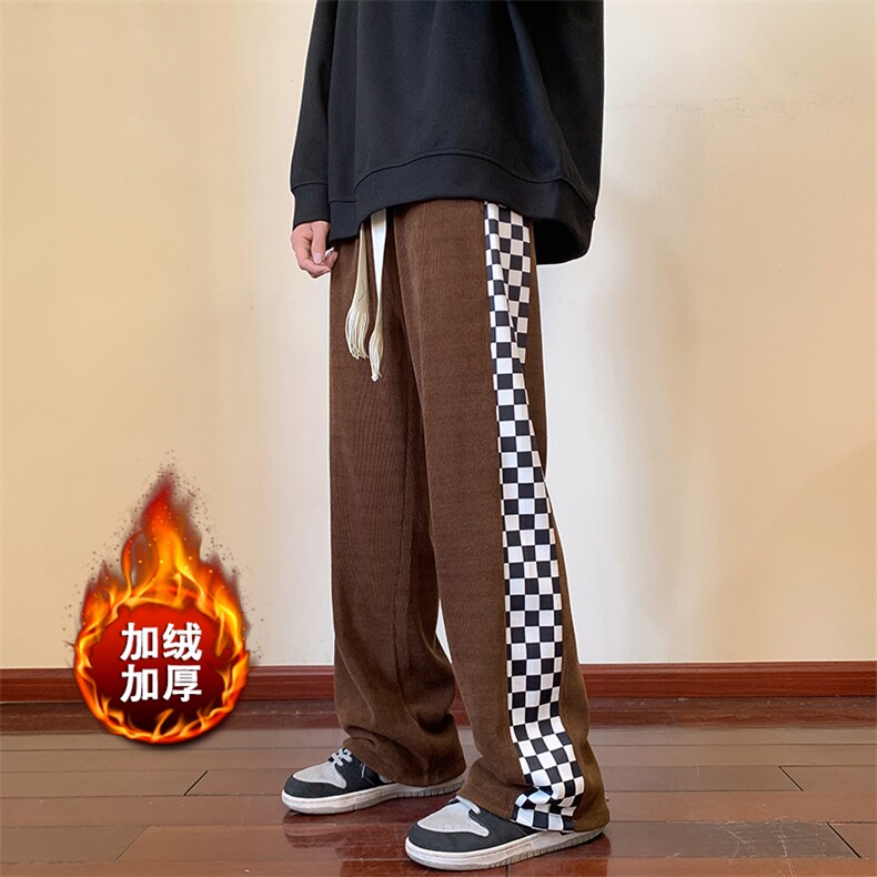 欧棉绒裤子季潮百搭宽松潮牌垂感长裤K812*P45加绒50控68,男装休闲裤,星座227-2