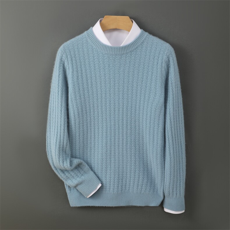 高品质男士秋冬羊毛竖条纹休闲毛衣舒适保暖时尚百搭男装，男装羊毛衫，德晨羊绒