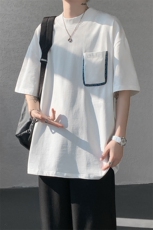 T10125-特批35高质量260g双纱纯棉小众口袋设计大码短袖T恤，男装T恤，电商A059