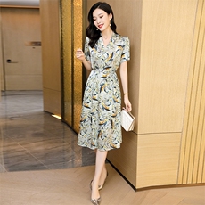 杭州重磅真丝连衣裙女高端缎面桑蚕丝小个子2025新款夏季妈妈大牌，女装连衣裙，阿舍尔精品