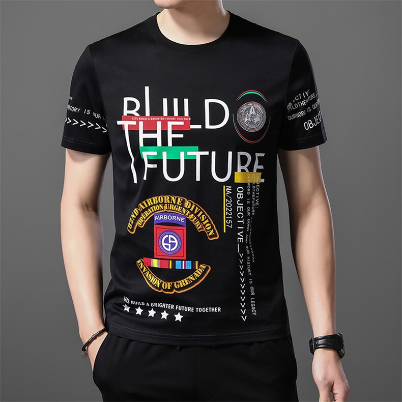 2024年夏新款高端时尚男士T恤P125,男装T恤,电商D223-1