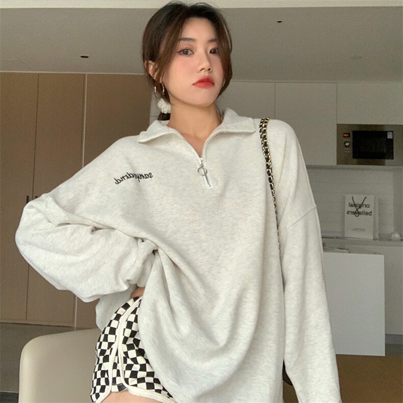 320克加绒大码宽松立领拉链卫衣女长袖oversize外套女E638-P50,女装短外套,星座911-2(原星座613-2）
