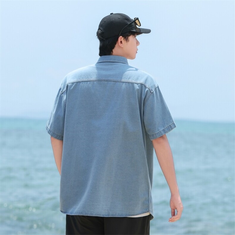 牛仔短袖袖衬衫深度库存当天配齐跑量款DS-C323-1-G665-TP55,男装衬衫,电商C323-1
