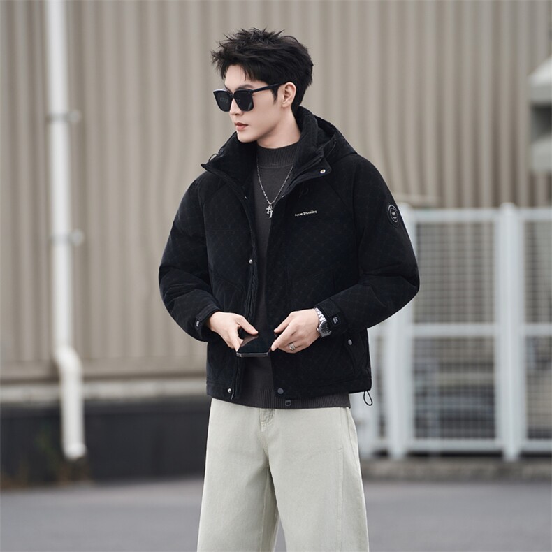 68828-M-4XL-P225标50绒男士休闲连帽皮质保暖百搭羽绒服外套,男装羽绒服,电商B255