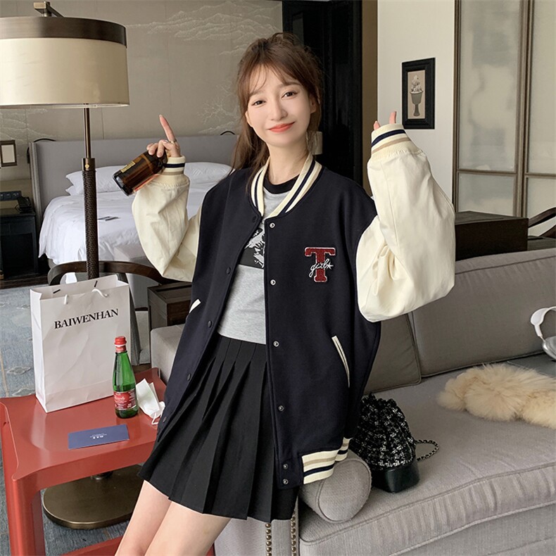 2023年秋季新款拼接棒球服外套82385-P130-K178,女装短外套,一九零