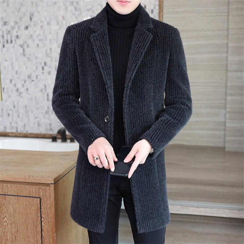 秋冬新款男士商务休闲西装领毛呢大衣中长款风衣外套A03P175控268，男装风衣，电商B226-2（原B217-2）