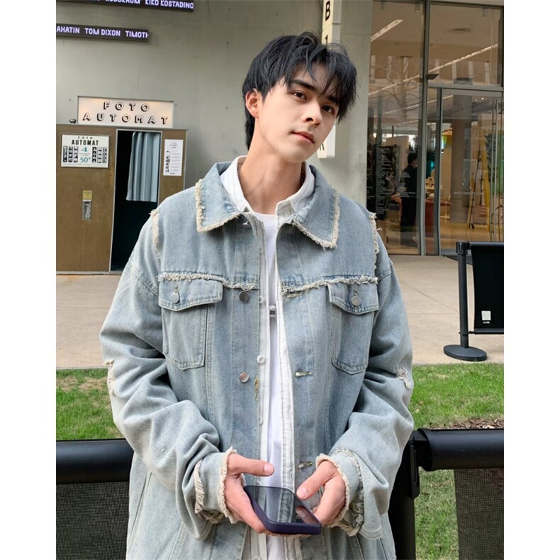 秋冬潮流磨毛日系宽松版多口袋牛仔外套男士潮牌工装夹克JK680,男装夹克,星座1116A-1（原606A）