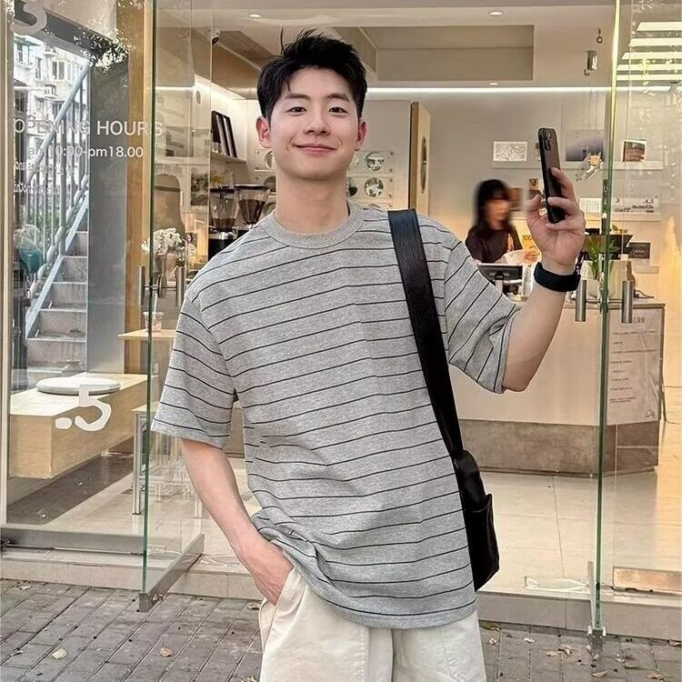【有货】DT45-P50短袖t恤男夏季潮百搭条纹休闲情侣学生半袖体恤,男装T恤,星座603-2
