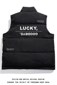 新款平铺字母印花百搭宽松立领羽绒马甲A247-MJ830特批115控168图片