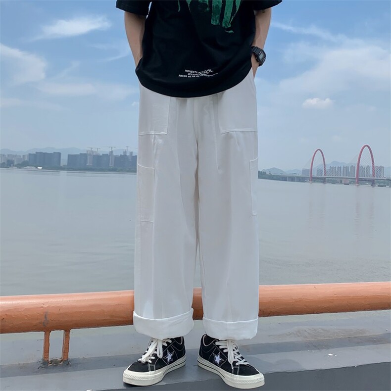 直筒工装裤男夏季日系休闲潮牌长裤chic宽松阔腿裤K3731-P36,男装休闲裤,星座512-2