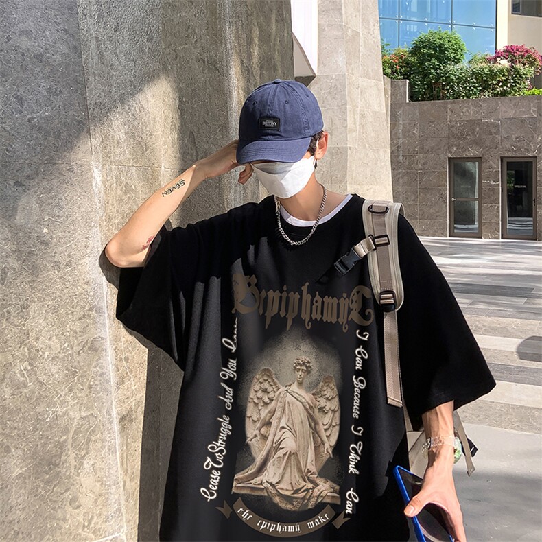 B239-1212-P28欧美式天使雕像个性印花夏季高克重半袖短袖t恤,男装T恤,星座514-2(原B239)
